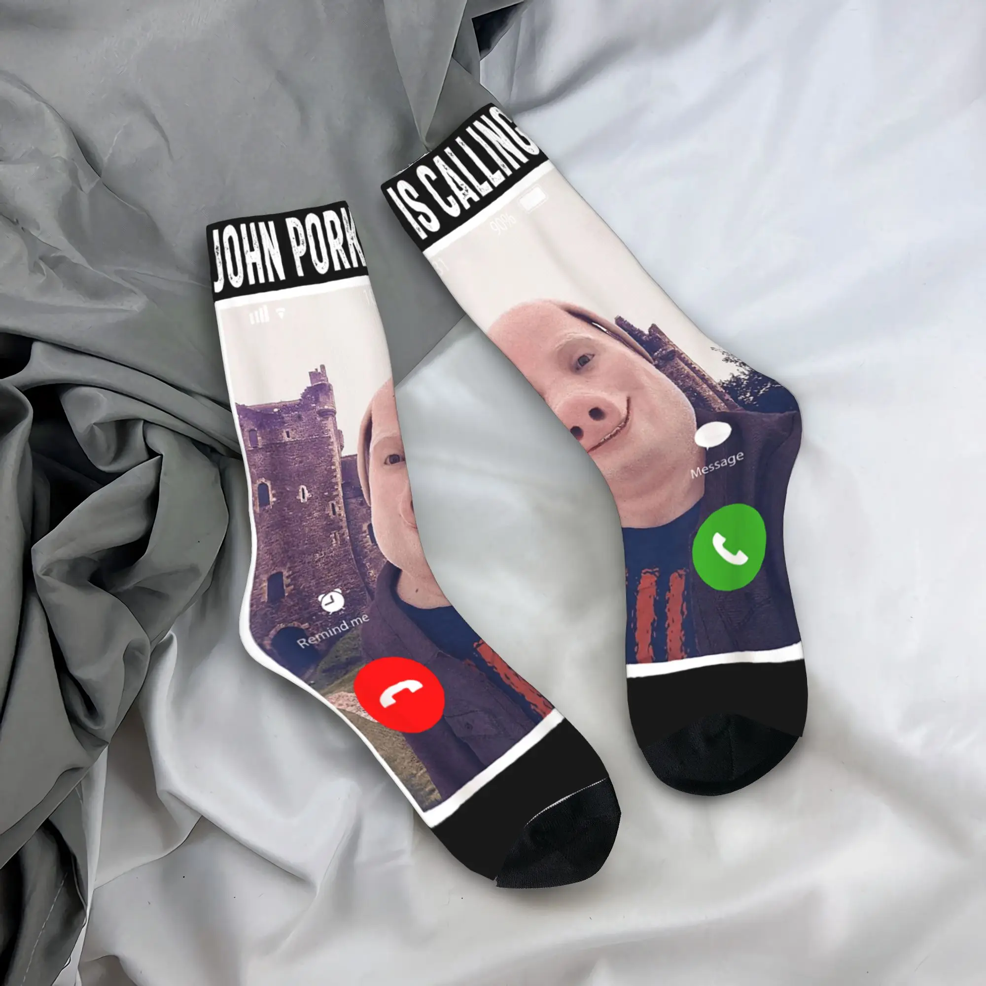 جون بورك الرد على المكالمات جوارب الهاتف Harajuku جوارب النساء الرجال لينة تنفس الجوارب في الهواء الطلق الشتاء الرسم عدم الانزلاق الجوارب