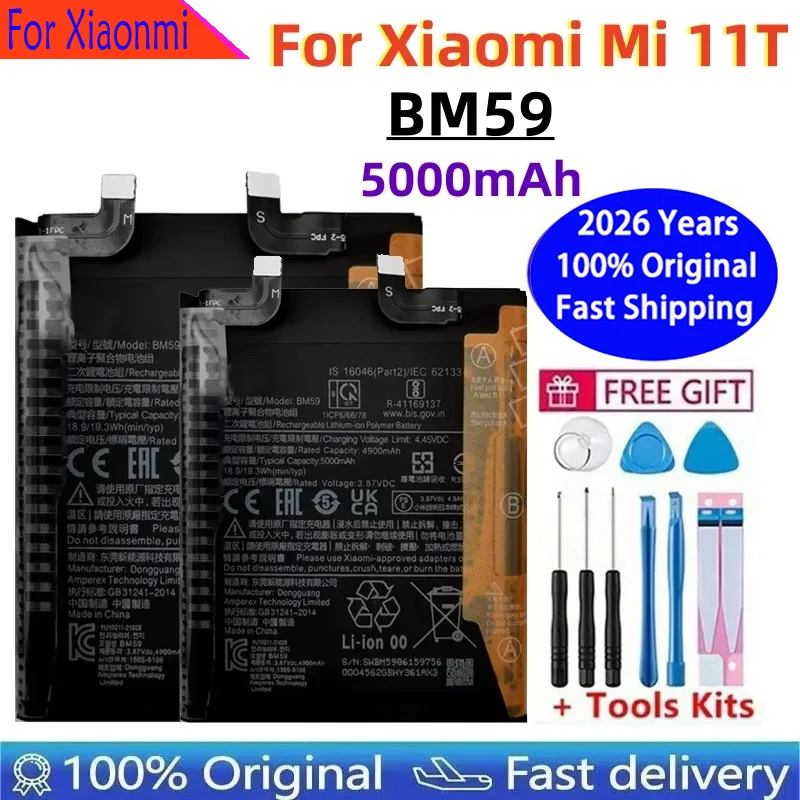 100% Original BM59 Replacement Battery For Xiaomi mi 11T 5000mAh High Quality Phone Rechargable Battery Bateria Fast Shipping
