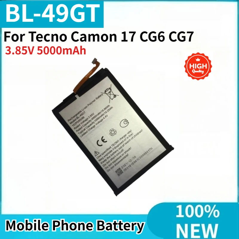 BL-49GT High Quality Phone Battery 3.85V 5000mAh For Tecno Camon 17 CG6 CG7 Brand New Replacement Battery