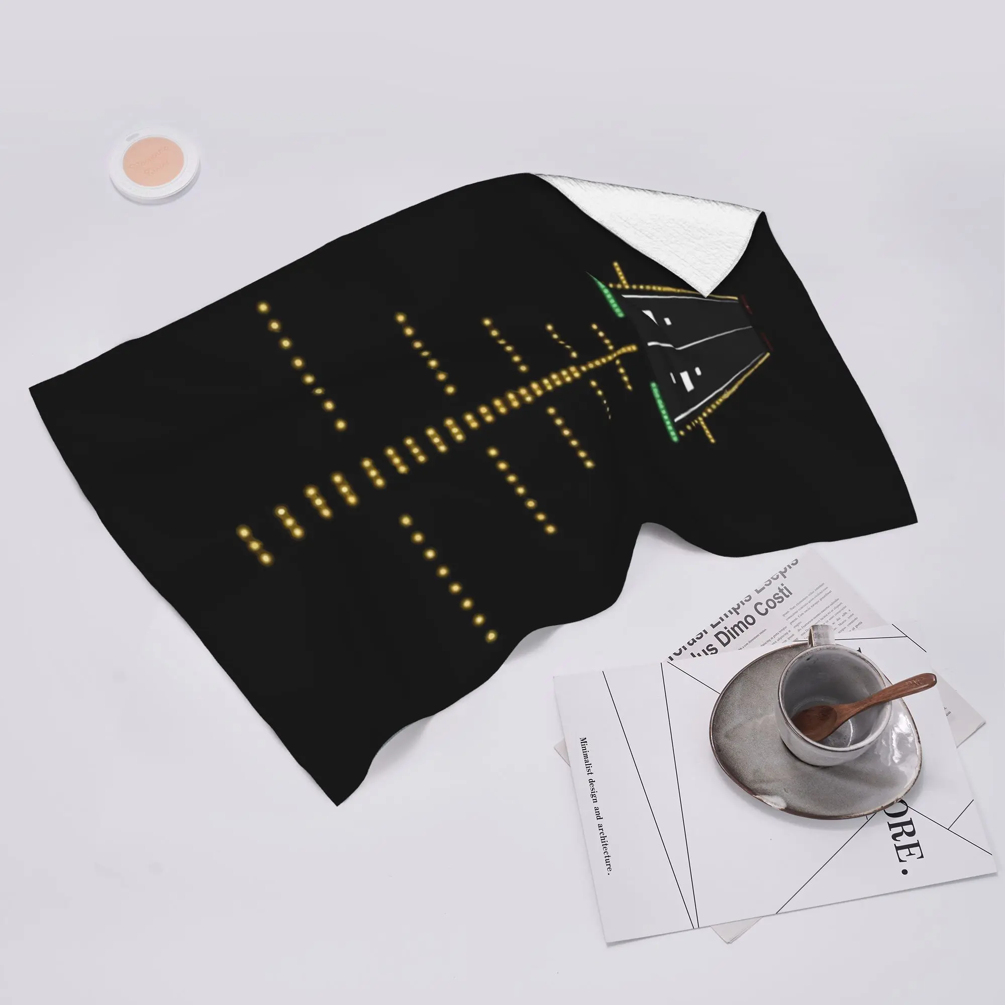 Custom Runway Night View Aviation Airport Lights Soft Face Towel Quick Dry Pool Bath Cotton Towels Absorbent