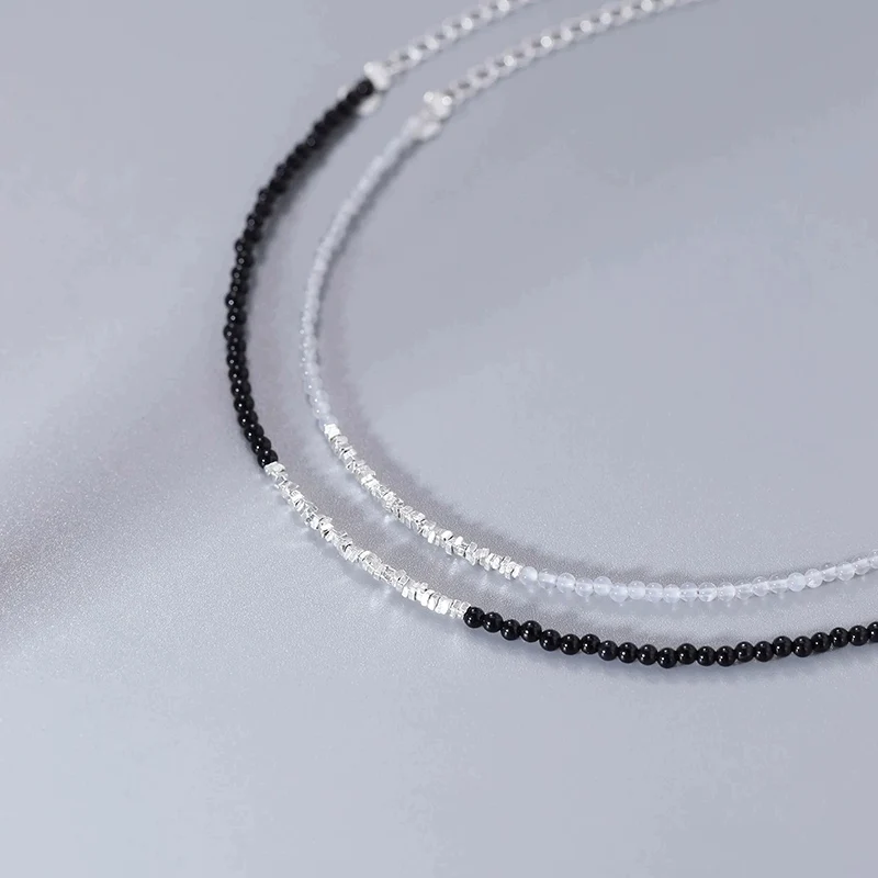 Couple Beads Bracelet for Women and Men Light Luxury High-End Feel Black White Beads Bracelets Valentine's Day Gift KOFSAC