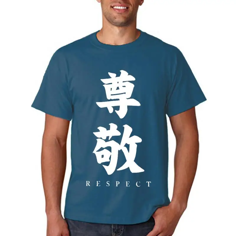 100% cotton short sleeve respect chinese words print men T shirt casusal loose men tshirt o-neck summer men t-shirt tee