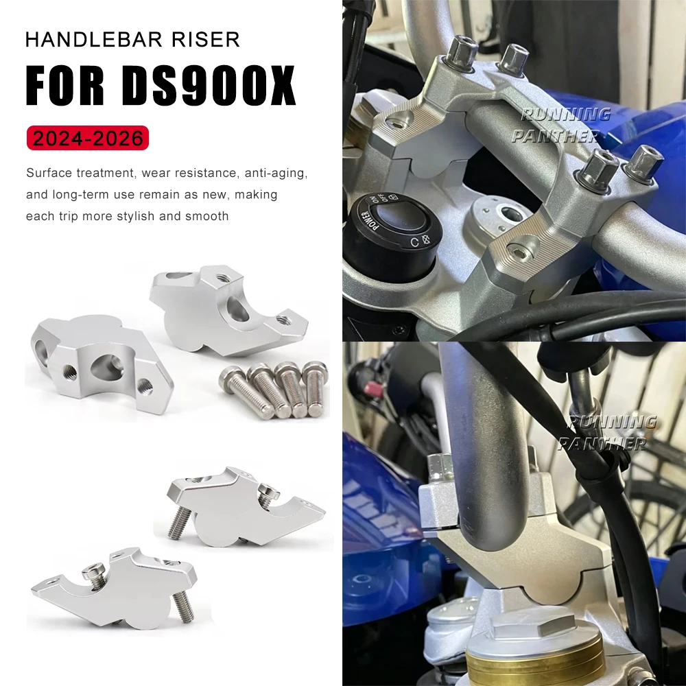 New For VOGE DS 900 X 2024 UP Motorcycle CNC Aluminum Handlebar Riser 28mm Heightening Clamp Silver Handle Bar Riser 2025 2026