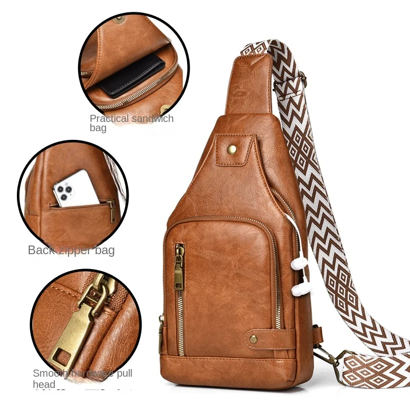 

New Shoulder Bag Husband Premium PU Leather Handbag Unisex Crossbody Backpack Vintage Large Capacity 7.9 Inch iPad sling bag