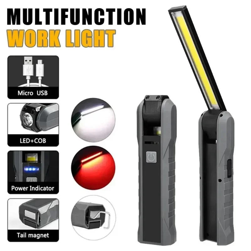 

Multifunction LED COB Work Light USB Rechargeable Emergency Car Inspection Lamp with Magnet Rotatable Hook