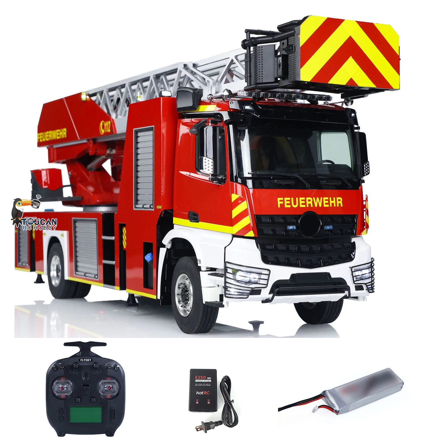 New 1:14 RC Fire Truck Rescue Fire Vehicle TOUCAN Painted Assembled Radio Control Sound Light Car Trucks Model Toys