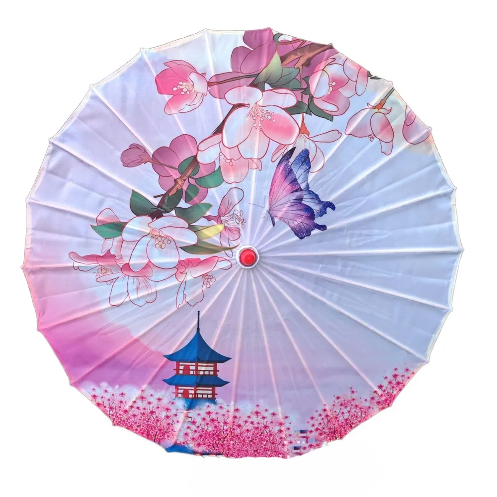 

Handmade Silk Cloth Women Umbrella Rain Proof Decorative Ancient Dance Umbrella Waterproof Flower Oil Paper Umbrella for Wedding