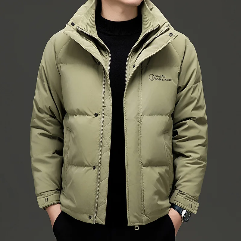 Men's stand collar fashionable down jacket New Korean style in winter Thickened warm short men's down jacket