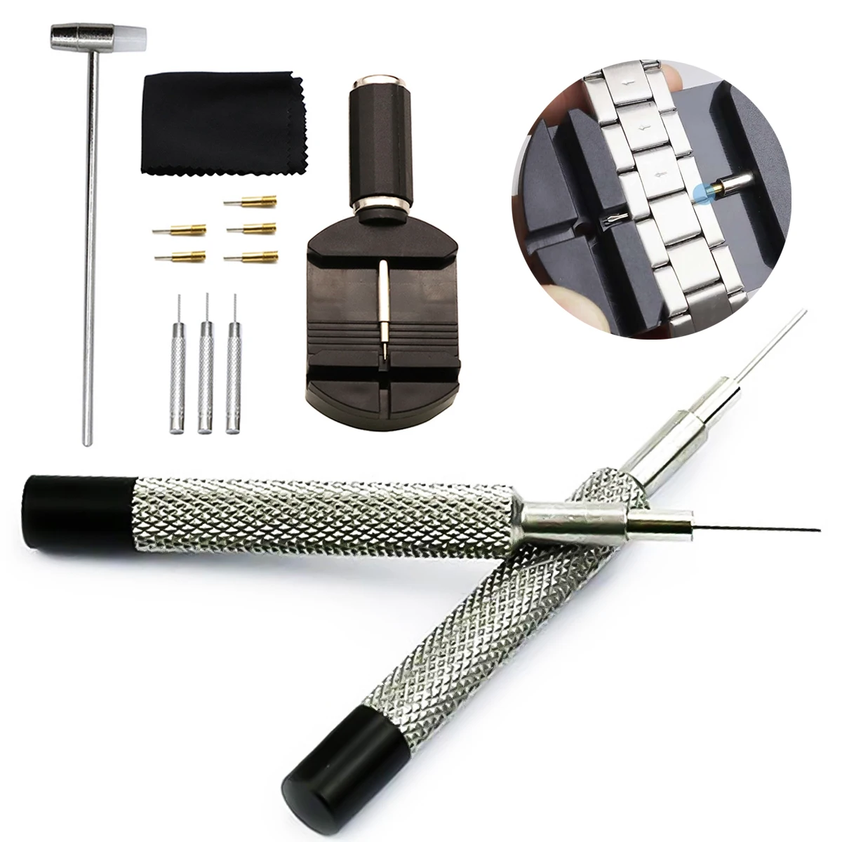 11pcs Repair Tool Strap Adjuster Band Tool With Pin Watch Bracelet Link Pin Tool Remover Easy To Remover Watch Regulator Tool