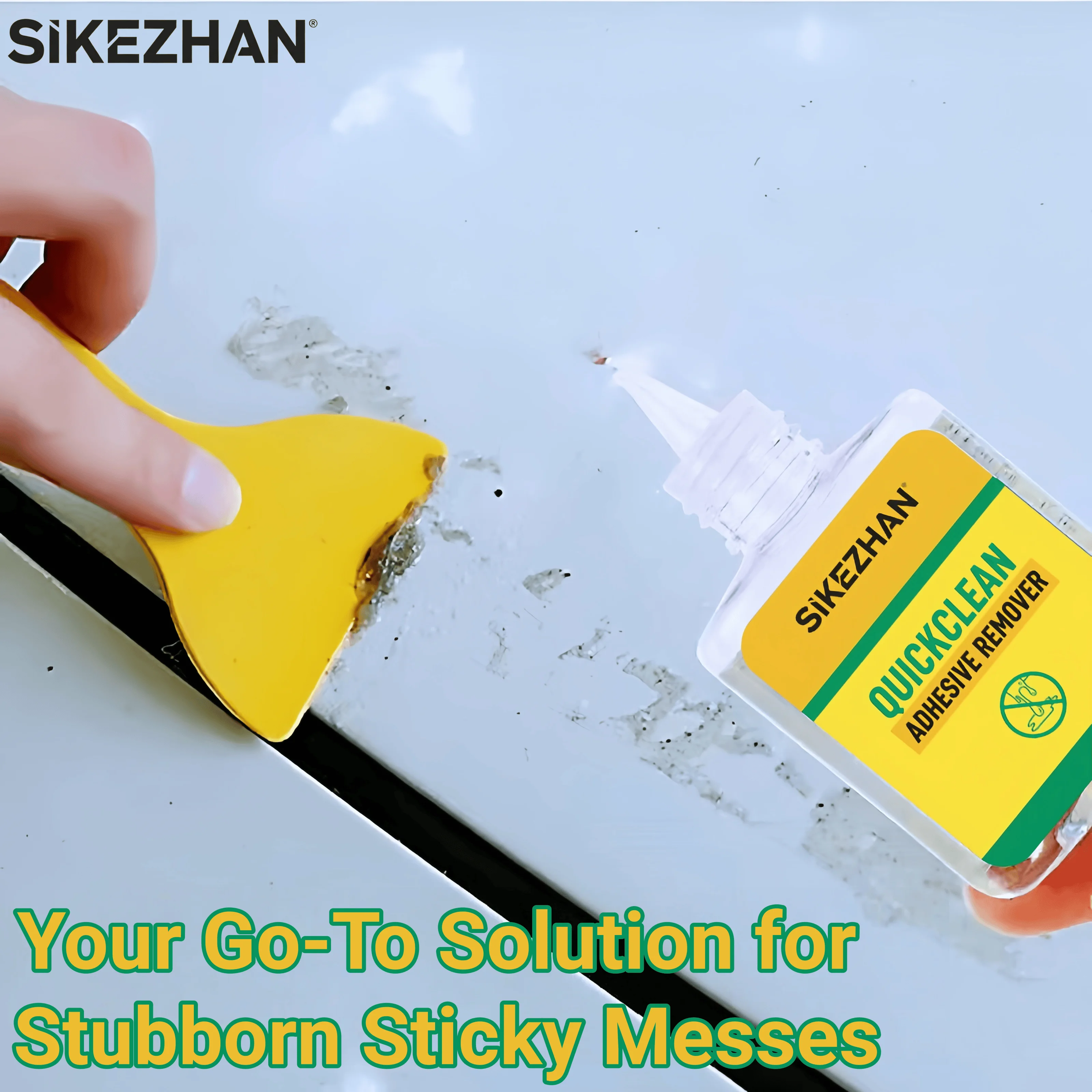 

Средство для удаления клея SIKEZHAN со скребком, быстродействующий спрей для очистки остатков этикеток наклейки для автомобильных стекол и всех поверхностей