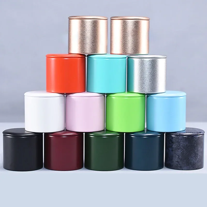 

6pcs/pack Small Metal Sealed Tea Box Caddy Round Tinplate Travel Universal Tea Container Coffee Spices Sugar Storage Jars