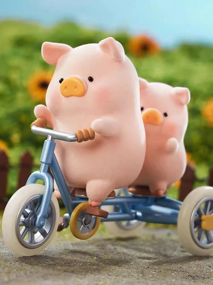 Canned Pig LuLu Pig Travel Series Tricycle Elevator Plush Doll Kawaii Action Figure Toys Collectible Surprise Model Mystery Box