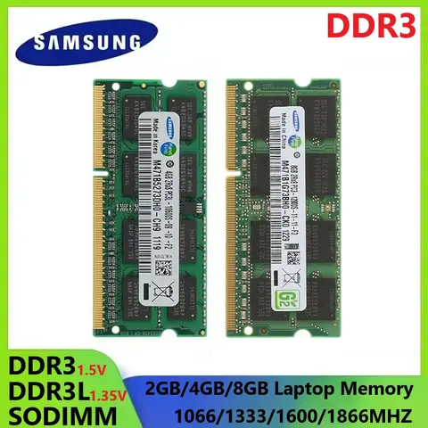 SAMSUNG Laptop Memory DDR3 Memoria DDR3L SODIMM Laptop RAM 8GB 4GB 2GB High Performance Notebook Sodimm RAM 1333 1600Mhz 1866MHz