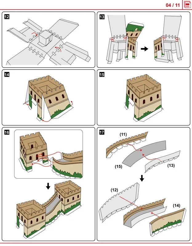 Giocattolo Papercraft fatto a mano di DIY di architettura classica del mondo del modello di carta 3D della grande muraglia della cina