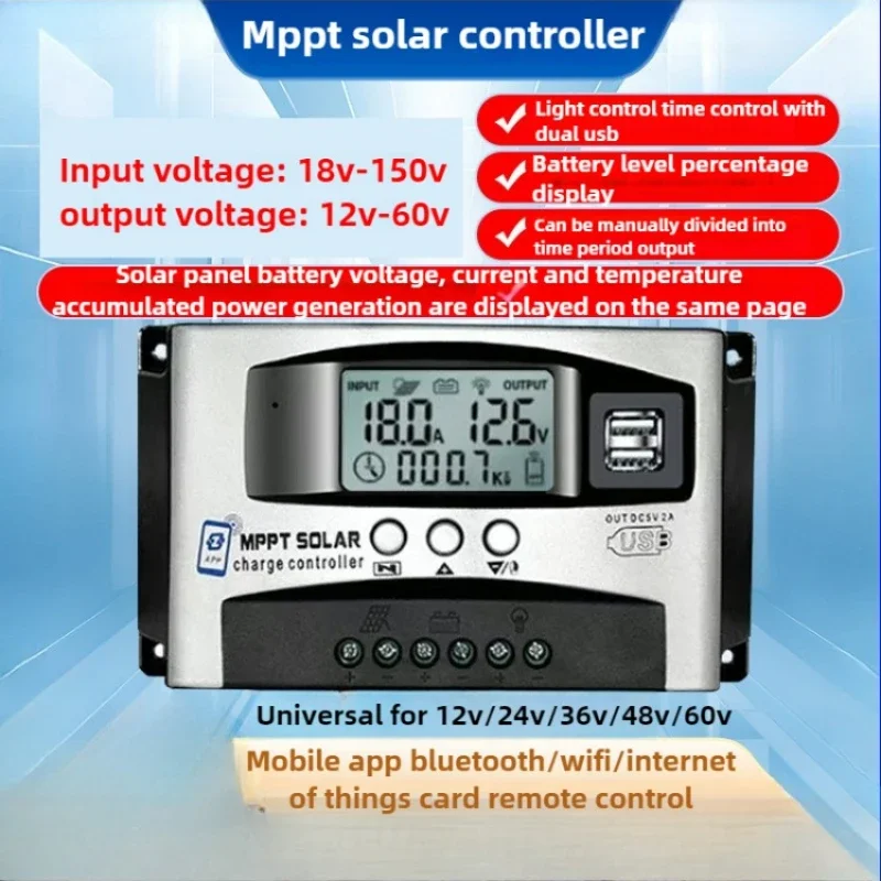 Step-down MPPT Solar Controller 30A 40A 50A 60A Solar Regulator Can Be Charged with 12-60V Battery By Bluetooth APP