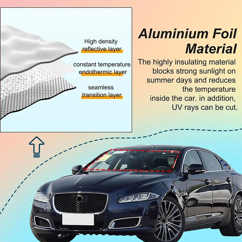 

For Jaguar XJ 2010+ Car Front Windshield Sun Protection Parasol Silver Tape Car Accessories 1 Pcs