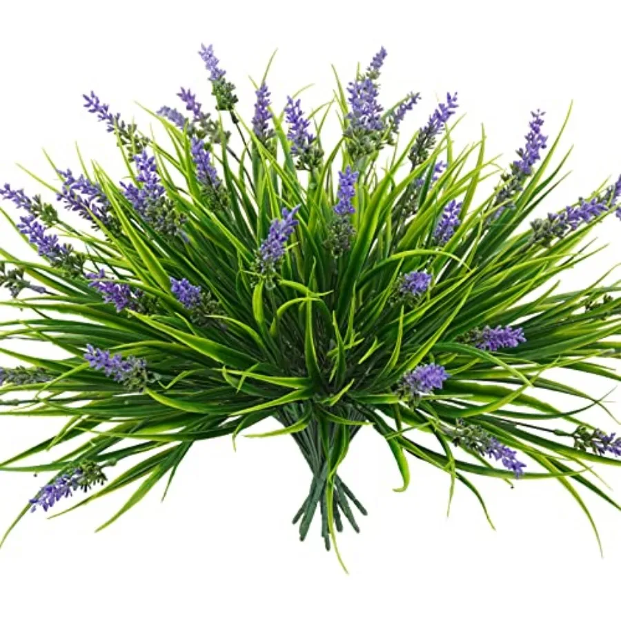 

36 Bundles Artificial Plants Outdoor, 18.2" UV Resistant Faux Monkey Grass ery Stems No Fade Faux Plastic Flowers Shrubs for Ho