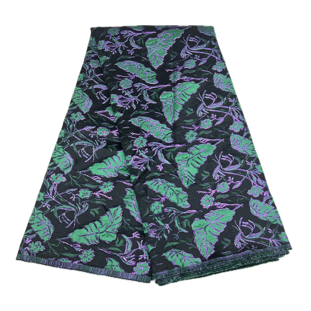 Нигерийская горячая распродажа, парчовый кружевной материал, 5 ярдов, африканский высококачественный позолоченный жаккардовый материал для женщин, свадебные платья, парча