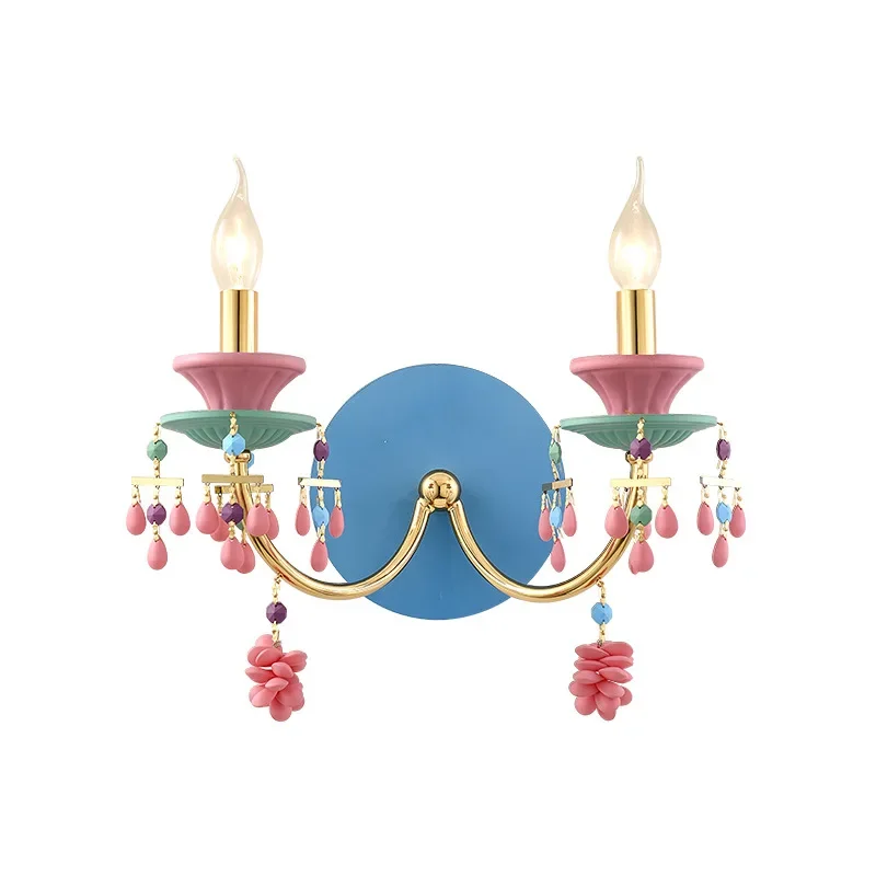 Room wall lamp macaron color bedroom bedside lamp European style living room dining room background wall decoration