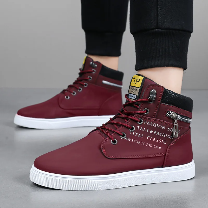 

2026 Men's Shoes Fashion Flat Bottom Casual Shoes Designer Lace Platform Shoes for Man Comfort High Top Sneakers Zapatos Hombre