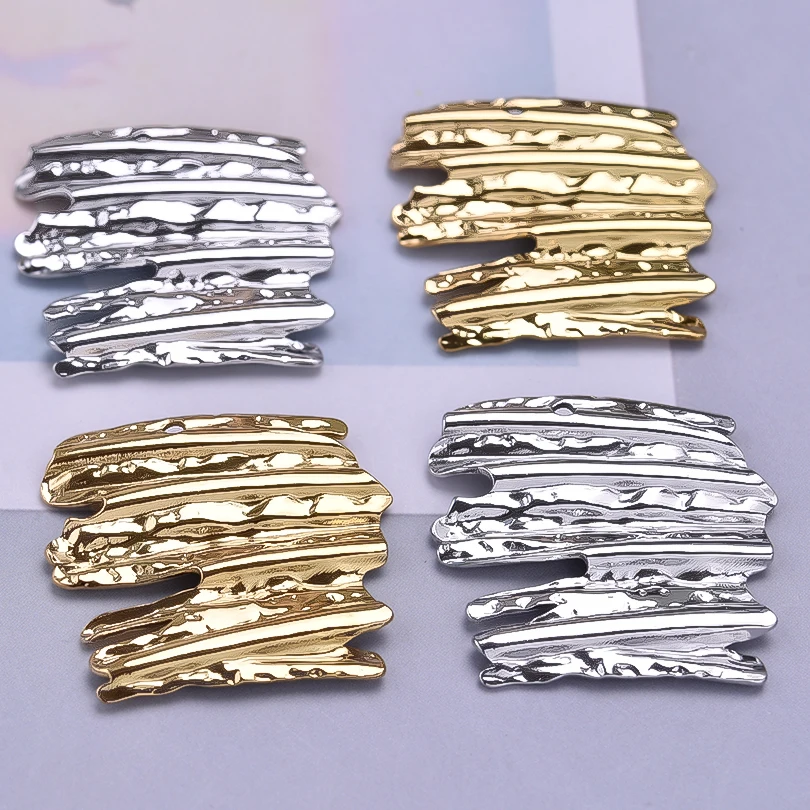 6pcs/lot Irregular Folds Square Shell Stainless Steel Pendants DIY Jewelry Making Findings Bowknot Charm Women Necklace Earrings