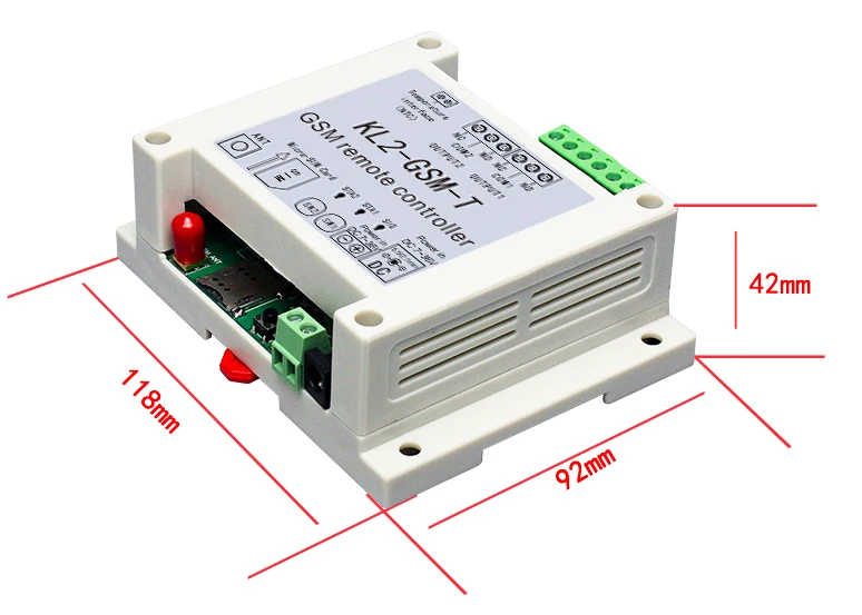 2G Remote Control GSM Alarm KL2-GSM-T Switch Dual Relay Switch Module  850/900/1800/1900Mhz  two 10A output L118 * W92 * H42mm