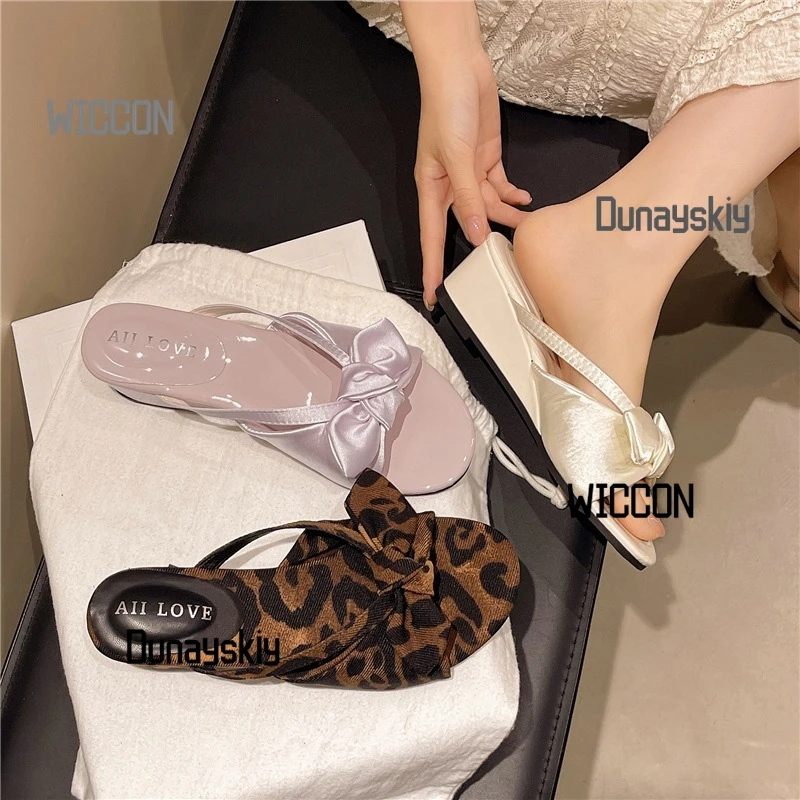 

Bow Thick Soled Open Toed Sandals French Wedge Heel And Height Increasing Sandals Cosplay Costumes Jirai Kei Halloween