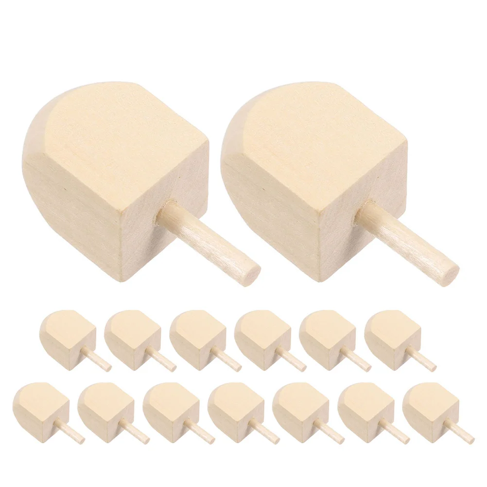 15Pcs Wooden Dreidels DIY Unfinished Hanukkah Party Games Decorations 4.15cm Blank Craft Spinning Tops Hand Painted Craft