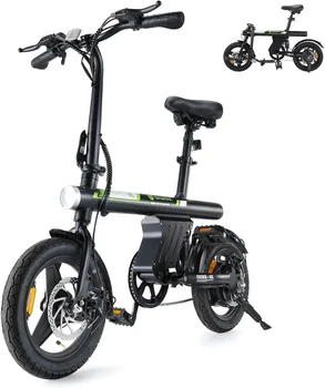 Image Electric Bike for Adults 500W Motor, 20 mph Folding , 14" Adults Electric Bicycles with Smart Uphill, 280.8Wh