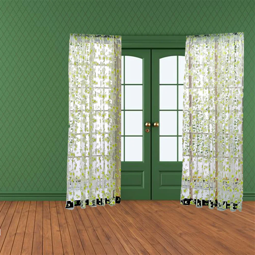 ستائر خضراء فاتحة 1X2M شفافة نافذة الشاش لغرفة النوم غرفة المعيشة مكتب دراسة الستائر صافي المنسوجات المنزلية #2