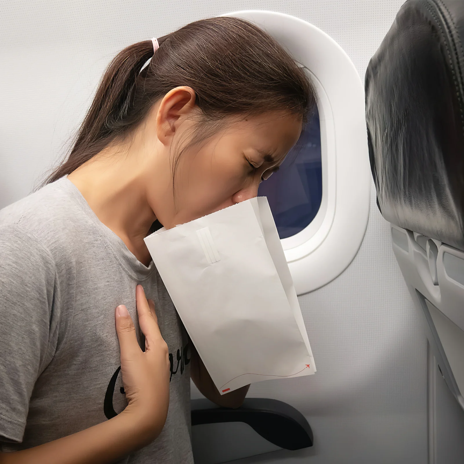 25Pcs Disposable Emesis Bags Travel Vomit Sickness Barf Bags with Seal Tab for Motion Nausea Airplane Car Use White