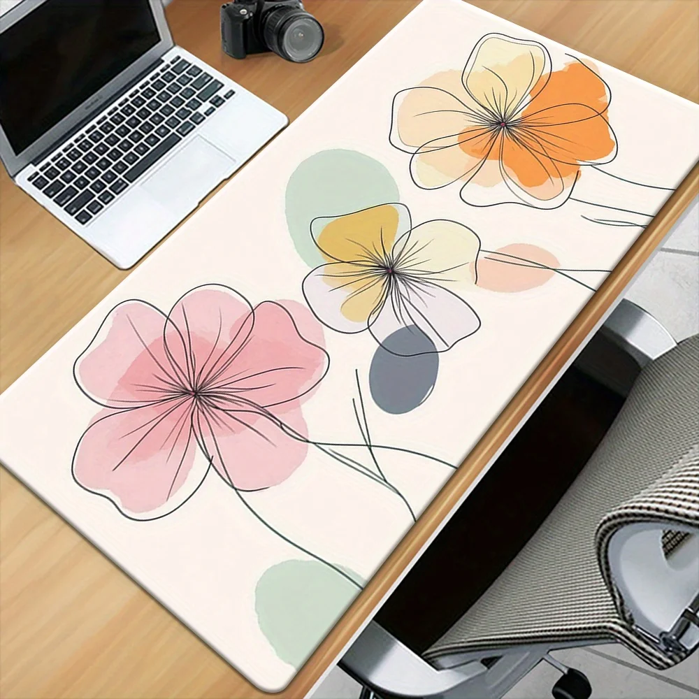 

Watercolor Style Flowers Gaming Mouse Pad, Large Desk Mat for PC Laptop Office & Gamer Keyboard Accessories