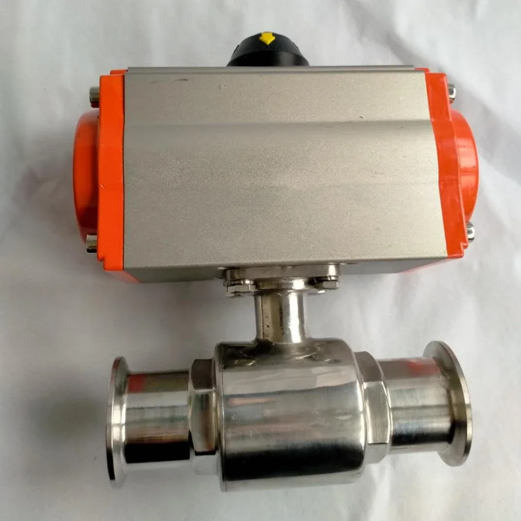 Pneumatic ball valve 304 stainless steel pneumatic quick release ball  clamp valve Q681F straight through ball valve