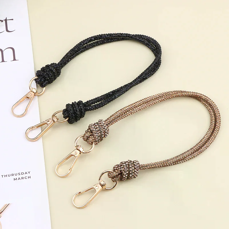 Stylish Handbag Chain Strap Embellished With Rhinestones Loop Knot Closure Suitable For Evening Casual DIY Wallet Making