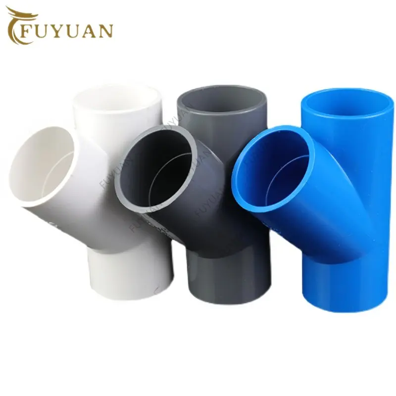 ID 20 25 32 40 50 63mm PVC Oblique Tee Connector 45 degree Tilted Three Way Joints Garden Irrigation Y type pipe fittings