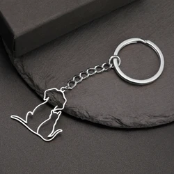 COOLTIME Cute Cat Dog Pendant Keychain Stainless Steel Puppy Kitten Pet Keyring for Backpack Jewelry Gift Wholesale