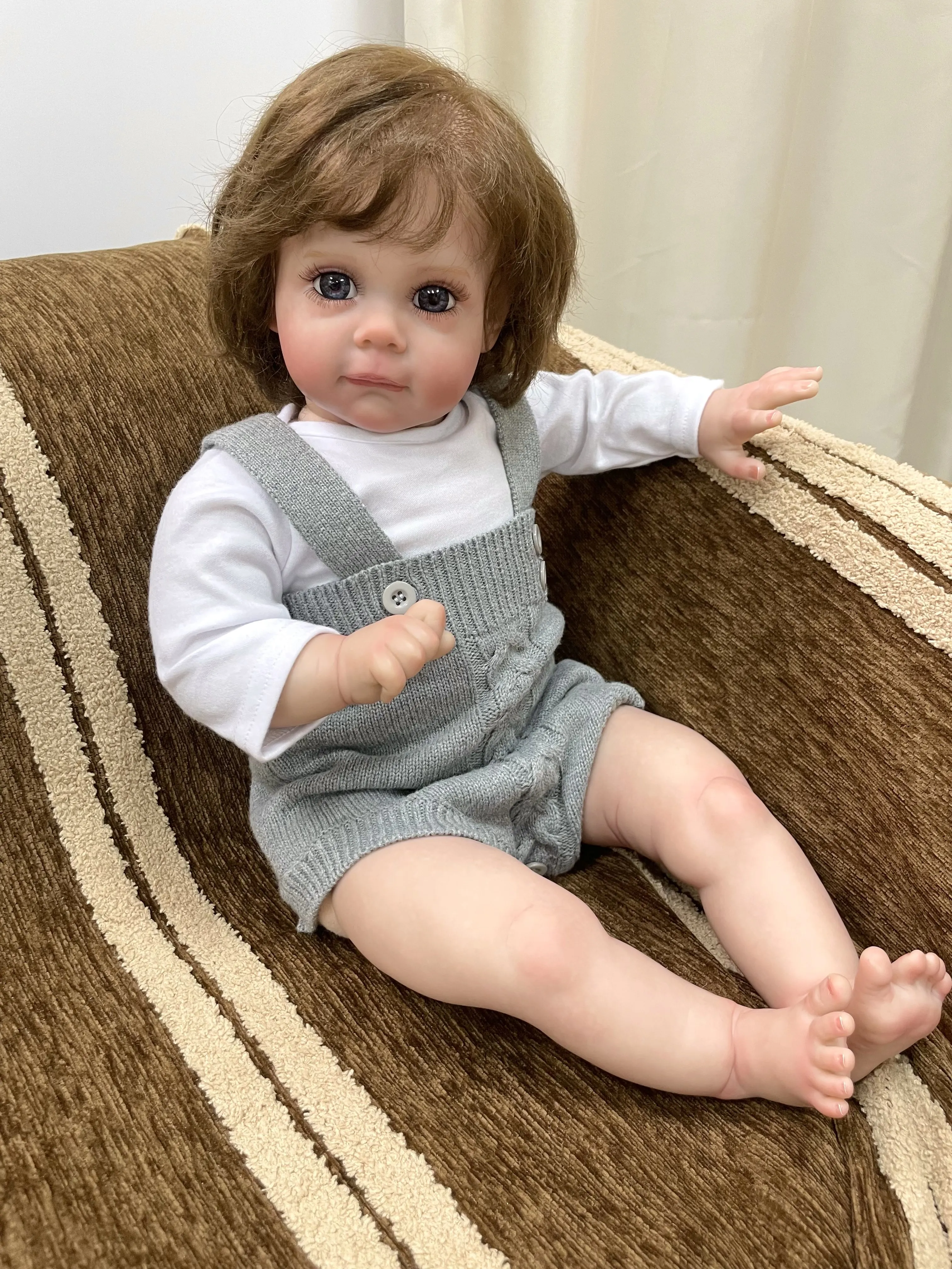 コケラ 24インチ（60cm）リアルなシリコン製リボーンドール 可愛いビニール製人形 本物そっくりの柔らかい感触の子供用おもちゃ人形 手作りファッションドール