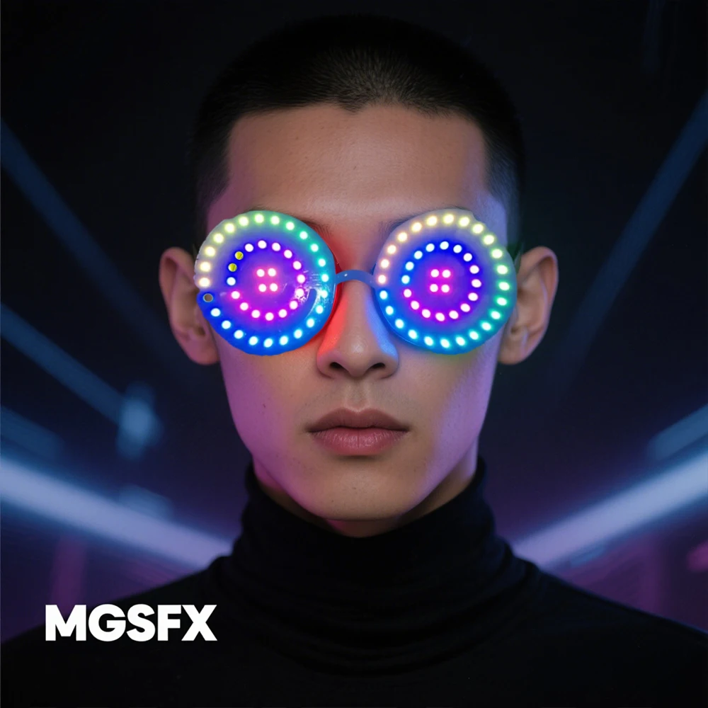 

Полноцветные светодиодные перезаряжаемые светодиодные очки в стиле панк с подсветкой, радужные полноцветные спектра, костюм Rave Eye, DJ, вечеринка в ночном клубе