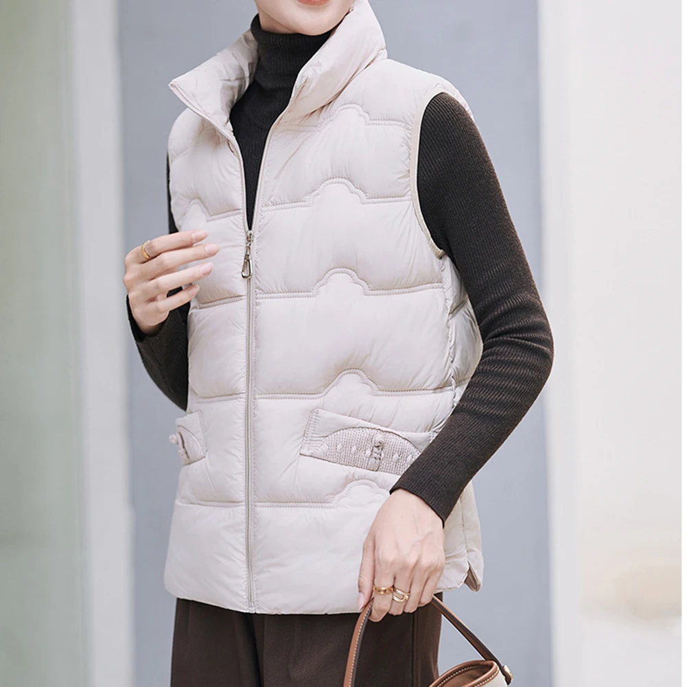 سترة نسائية قطنية مقاس كبير سترة رفيعة بدون أكمام فضفاضة مع أكتاف مبطنة دافئة للحفلات غير الرسمية وملابس الطقس البارد #4