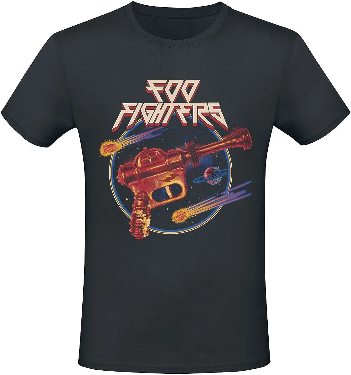 Foo Fighters Retro Ray Gun Space Print T-Shirt, Unisex Rock Fans Tee