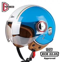 Casque de moto rétro à visage ouvert, casque de scooter, casque de cyclisme, certifié ECE DOT, puzzles