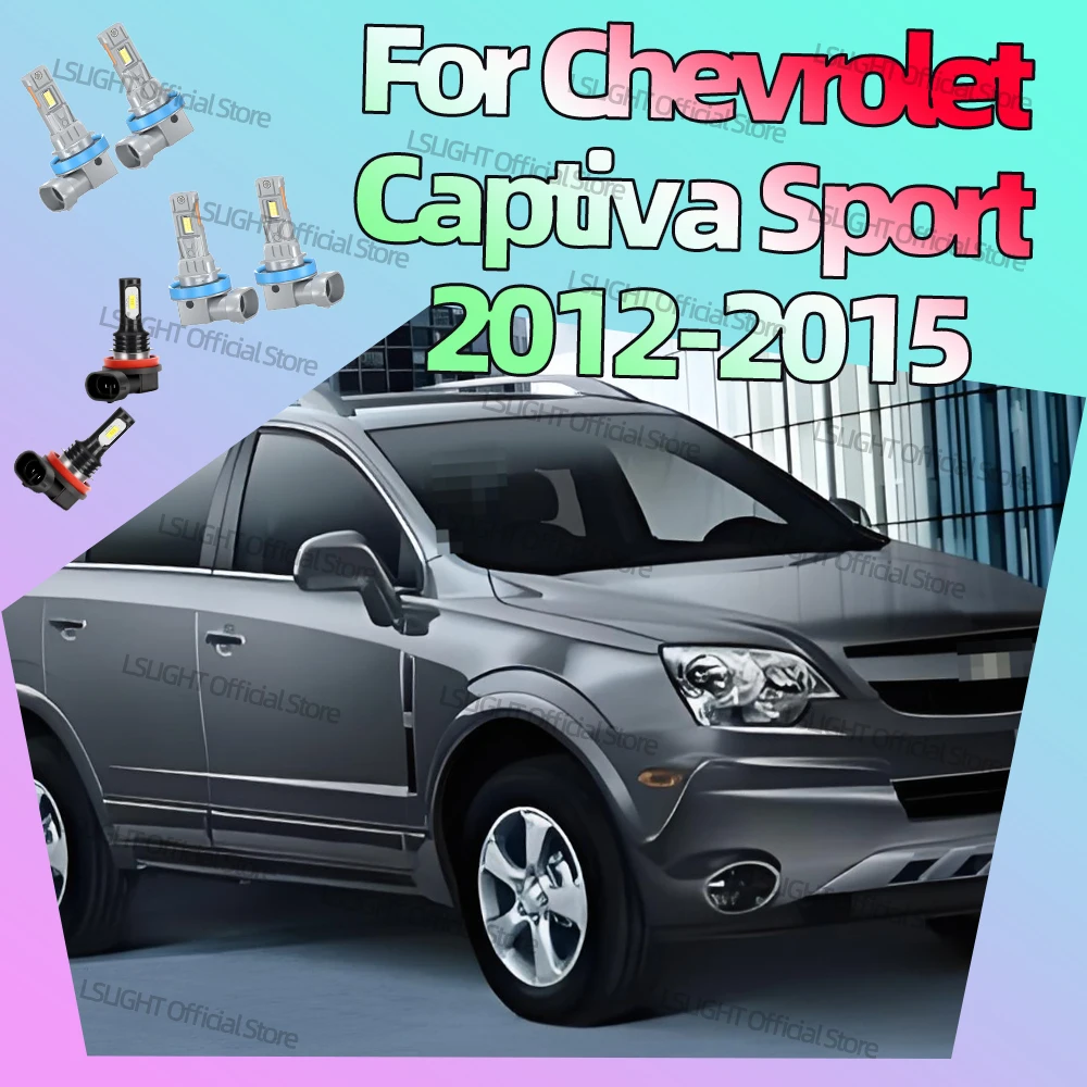 2/6Pcs Wireless LED Headlight 28000LM Car HeadLamps 3570 CSP 6000K Fog Bulbs 12V For Chevrolet Captiva Sport 2012 2013 2014 2015