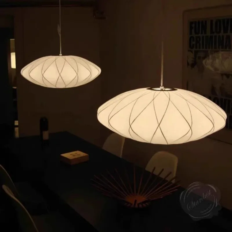Modern Silk Pendant Light minimalist style Pumpkin-Shaped LED Chandelier Living Dining Room Home Restaurant Decor Haning