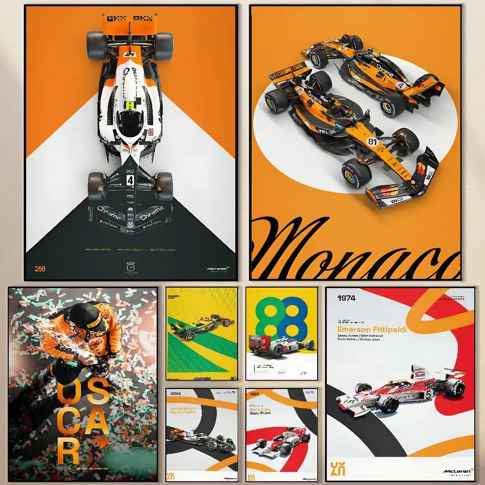 

Luxuny M-McLaren-Formula-1 Poster Modern Waterproof HD Wall Art Decal Self-Adhesive Aesthetic Decor for Home Living Room Bedroom