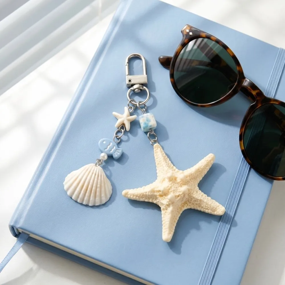 Fashion Cute Starfish Shell Keychain Ornaments Ocean Sea Series Fish Pendant Summer Decorations Bag Hanging Gifts