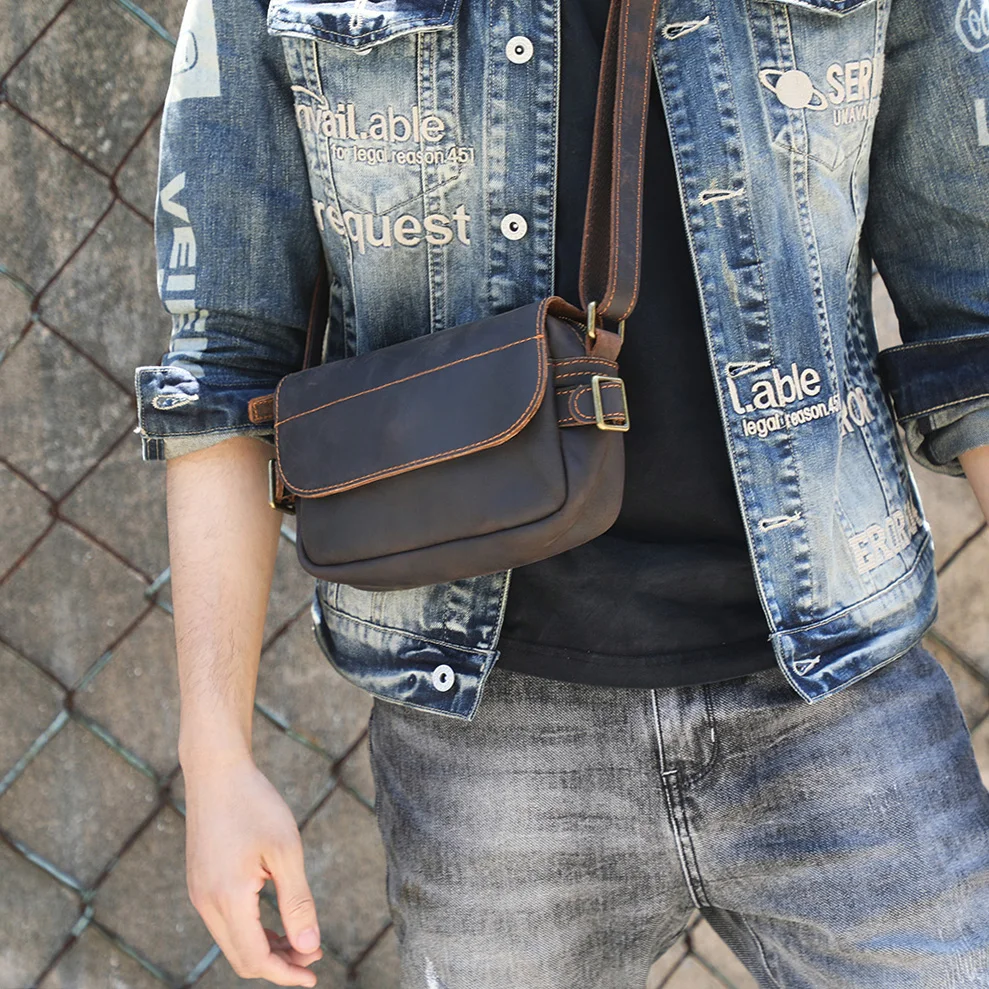 S.WORKER Vintage-Umhängetasche aus Vollnarbenleder für Herren | Umhängetasche aus Used-Leder – Detail 5