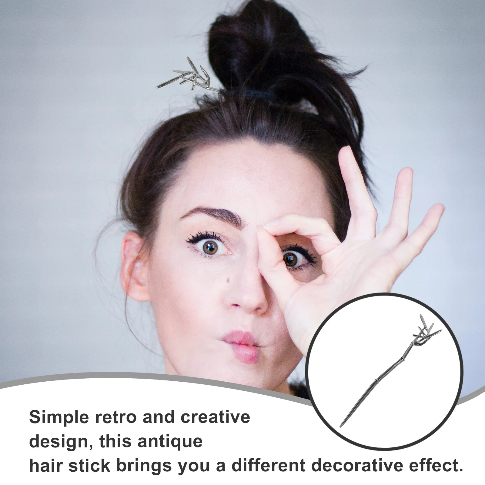 

2pcs Metal Chopsticks Simple Retro Design Stick For Long Hair Women Vintage Hair Styling Accessories Bun Fixer Zinc Alloy