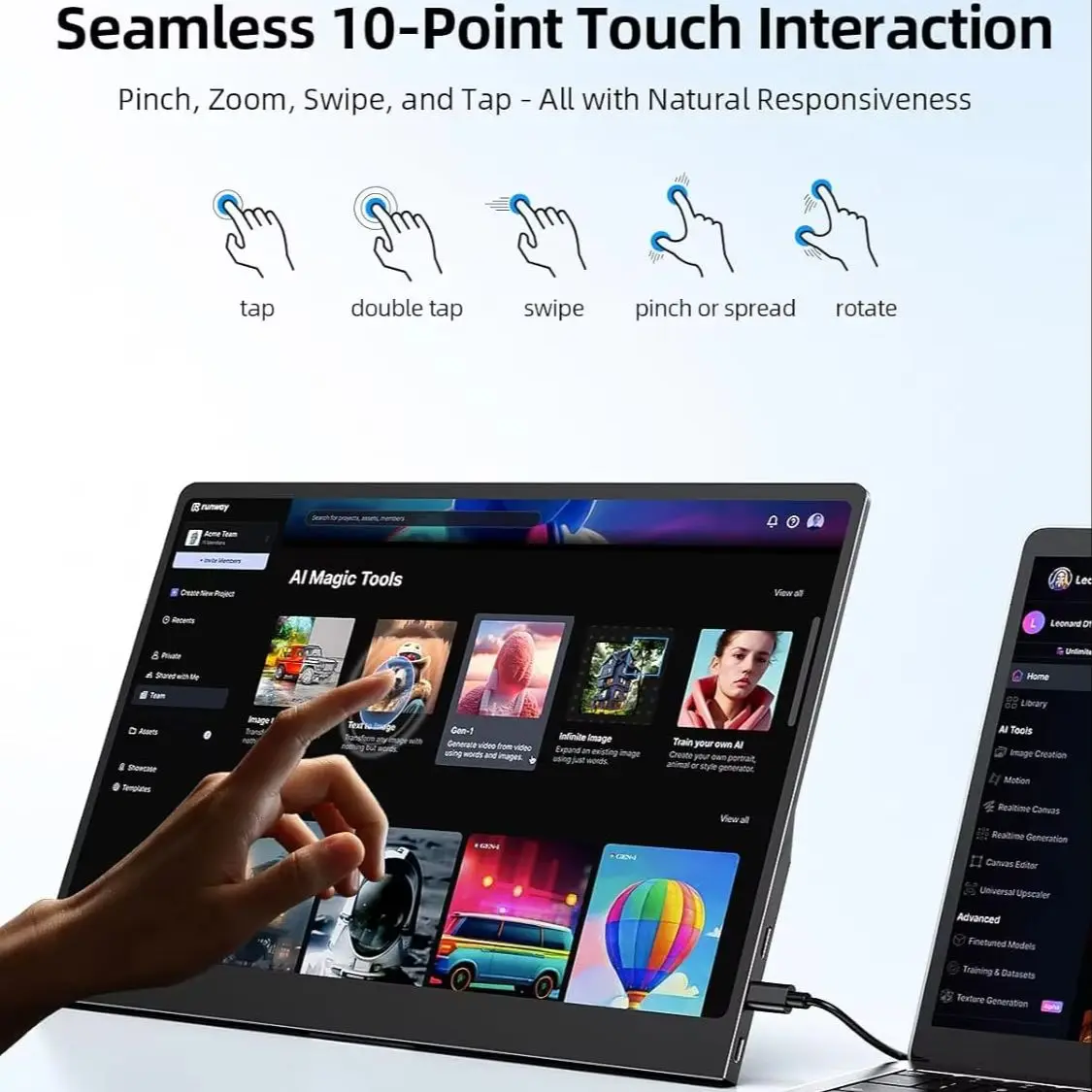 14 Inch Touch Portable Monitor 16:10 1920×1200 FHD 72%sRGB IPS Type-C Mini HDMI For Laptop Phone Switch PS4/5 PC Game Console