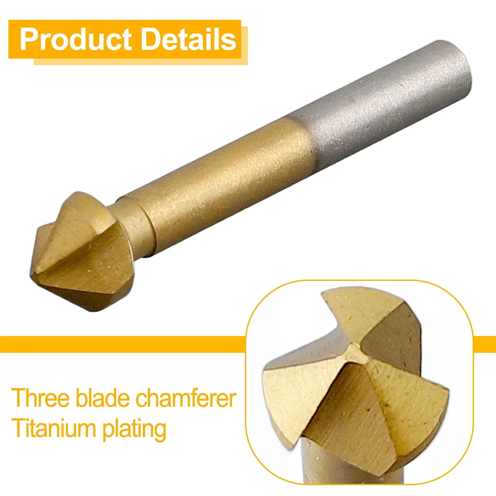 3 Flute Countersink Drill Bit 90 Degree Chamfering Cutters 6.3-20.5mm For Wood Metal Quick Change Drill Bit Trimmer Tools