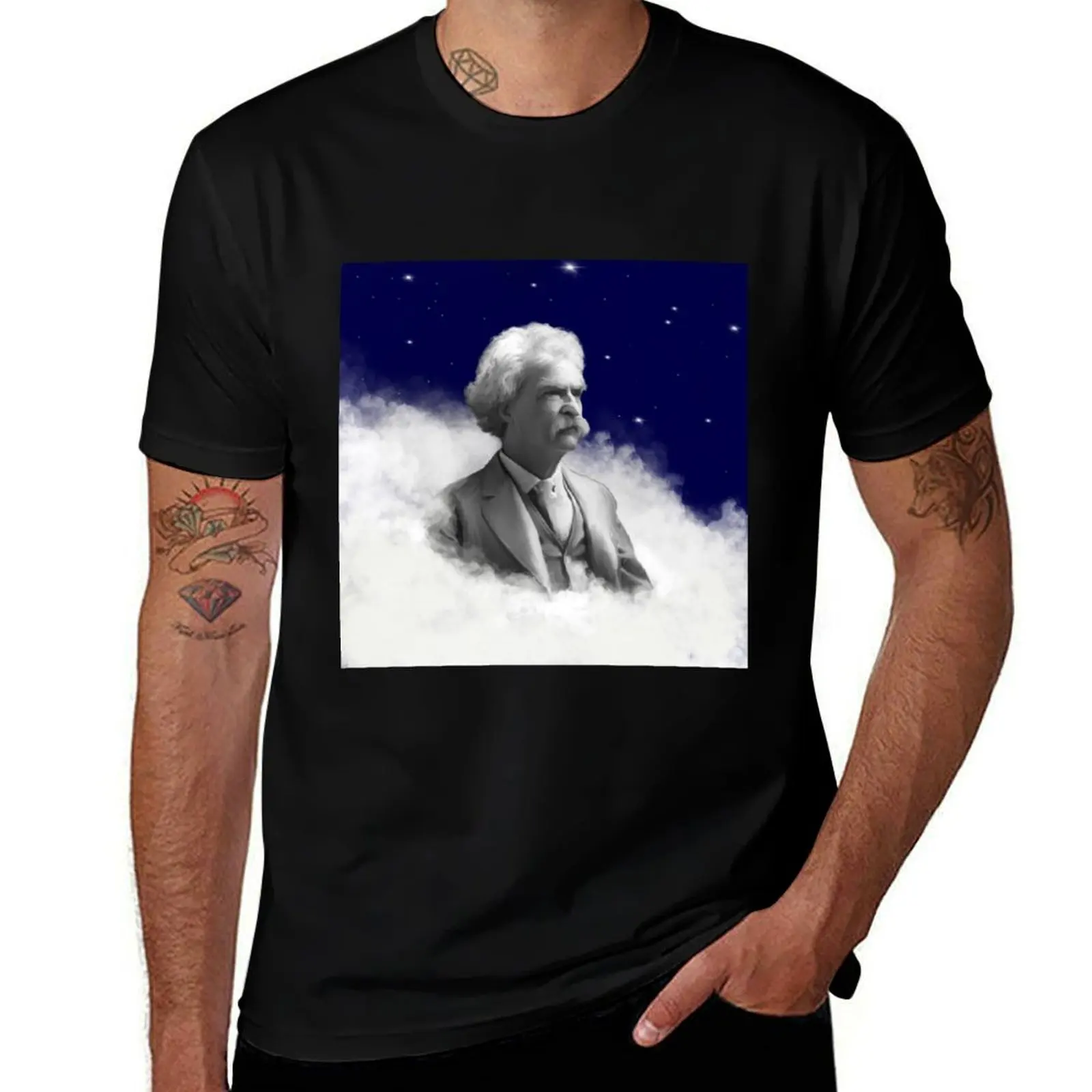 

Mark Twain T-Shirt heavyweights street wear Blouse basketball graphic tees mens plain t shirts